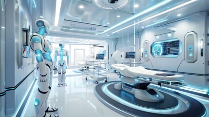 Poster - Futuristic Medical Operating Room with Robots