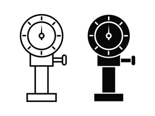 Manometer or pressure gauge icon set, Tire pressure check, linear and flat style icon.