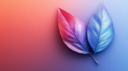 Poster - Stylized Abstract Representation of a Leaf Rendered in a Gradient of Vibrant Colors Including Red, Blue, and Purple