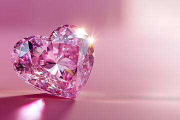 Wall Mural - A shimmering heart-shaped diamond, catching the light, a symbol of love and brilliance.