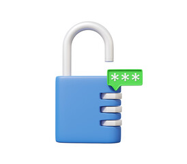 Poster - padlock password number unlock on isolated background. security personal protection or room in house