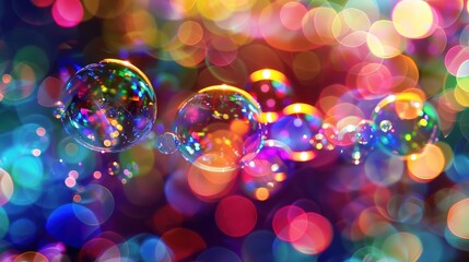 Wall Mural - Colorful Bubbles and Bokeh Lights