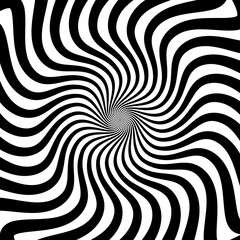Poster - Psychedelic hypnotic spiral pattern. Vector abstract, mesmerizing black and white hypnosis swirl. Visual illusion creates a sense of movement and depth, evoking feelings of hypnosis and psychedeliaV