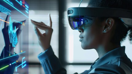Poster - Woman Interacting with Augmented Reality