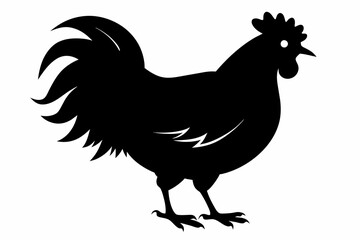 Wall Mural -  Chicken silhouette black color vector art illustration