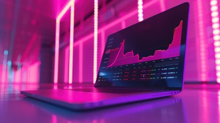 Poster - Laptop with Stock Market Graph