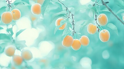 Wall Mural -   A lush green apricot tree overflowing with ripe apricots