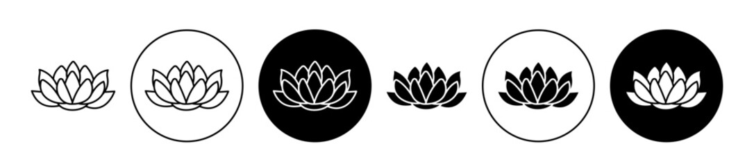 Canvas Print - Lotus vector icon set black filled and outlined style.