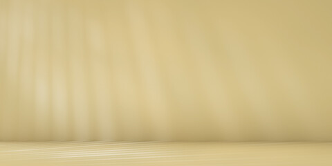 Poster - Beige minimalist studio for product presentation. Empty room with shadows of blinds. 3d room background with copy space. 3d render illustration