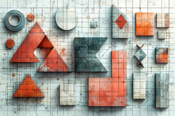 Poster - a set of coordinate planes with intersecting lines forming various geometric angles and shapes, illu