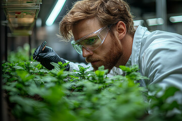Aufkleber - A scientist working on renewable energy solutions, demonstrating environmental progress and sustainable technology. Concept of green energy and scientific research.