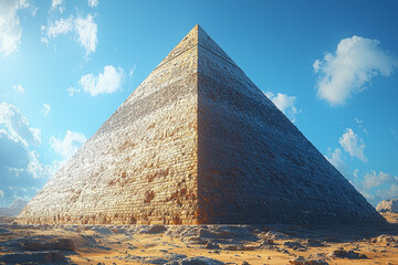 Poster - a pyramid with a triangular base viewed from an angle, illustrating the slant height and apex of a t