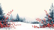 © MarGa - Winter scene with snow-covered trees and red berries framing the image. The soft snowfall adds a gentle holiday touch, perfect for Christmas designs or seasonal greeting cards