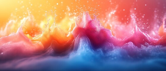 Poster - Abstract Colorful Water Splashes with a Blurred Background