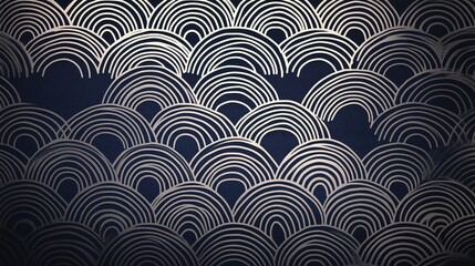 Poster - Abstract Pattern of Intersecting White Arcs on a Dark Blue Background