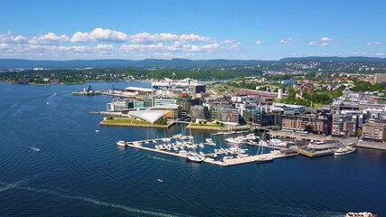 Sticker - Aker Brygge aerial view, Oslo