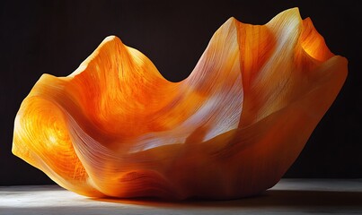 Wall Mural - A Sculptural Abstract Form in Orange and Yellow Hues