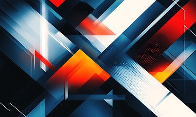 Sticker - Abstract Geometric Design with Red, Orange, and Blue