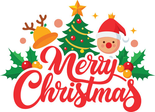Merry Christmas typography sublimation t shirt design and clipart .