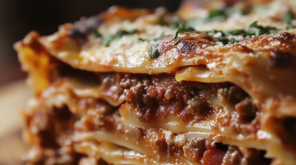 Wall Mural - A large lasagna with meat and cheese