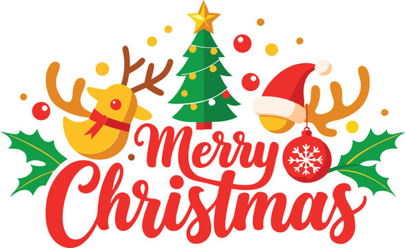 Merry Christmas typography sublimation t shirt design and clipart .
