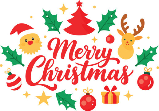 Merry Christmas typography sublimation t shirt design and clipart .