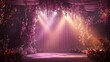 © BonzEarthsnapper - Stage bathed in soft purple and pink hues, ethereal light patterns, dreamy and romantic atmosphere