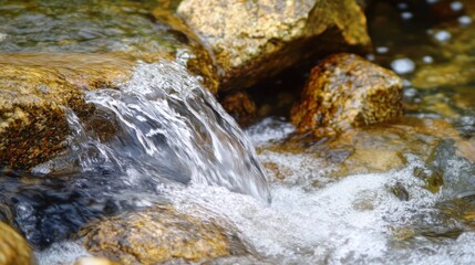 Tranquil Stream Flowing Over Rocks