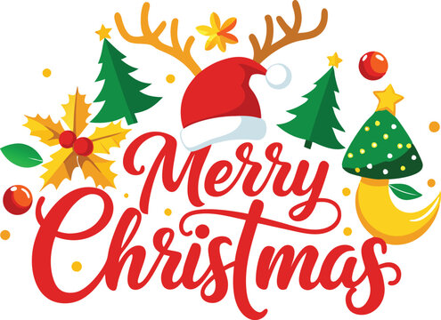 Merry Christmas typography sublimation t shirt design and clipart .