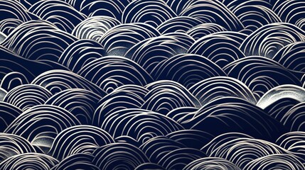 Wall Mural - Abstract Pattern of Intersecting Arcs in Blue and White