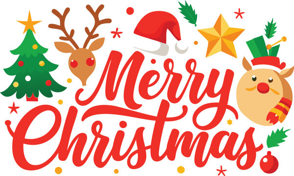 Merry Christmas typography sublimation t shirt design and clipart .