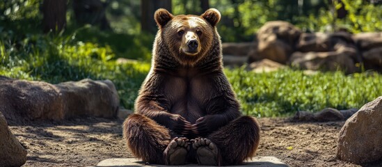 Wall Mural - A Brown Bear Sitting in a Relaxed Position