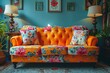 © Fuji - A vintage floral patterned couch in a living room
