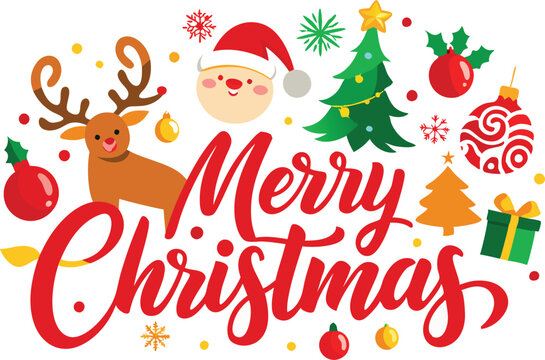Merry Christmas typography sublimation t shirt design and clipart .