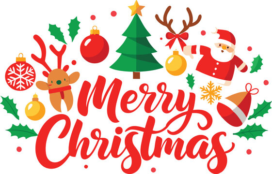 Merry Christmas typography sublimation t shirt design and clipart .