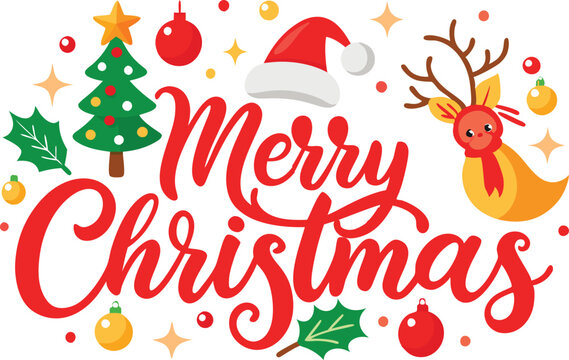 Merry Christmas typography sublimation t shirt design and clipart .