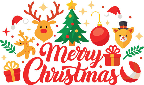 Merry Christmas typography sublimation t shirt design and clipart .