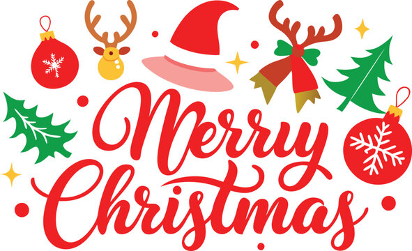 Merry Christmas typography sublimation t shirt design and clipart .