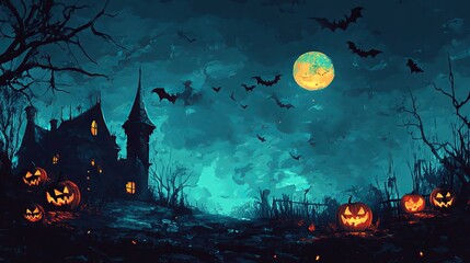 Sticker - Hunted Halloween Background Image Illustration