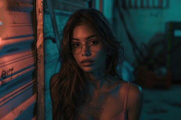 Canvas Print - A person wearing glasses standing against a backdrop