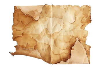 Poster - A torn piece of paper with a brown stain, possibly from a coffee or ink spill