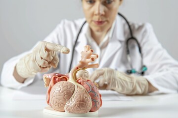Poster - A woman holds a detailed model of the human heart, ready for study or presentation