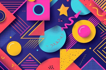 Aufkleber - A vibrant and colorful abstract background featuring geometric shapes