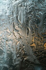 Poster - A close-up view of a rainy window with droplets of water and reflections