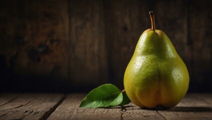 healthy summer pear, nature’s seasonal gift, against a rustic backdrop.