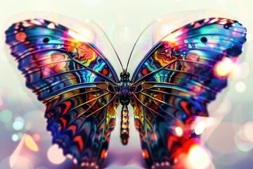 Poster - A colorful butterfly perched on the edge of a table, waiting for its next move