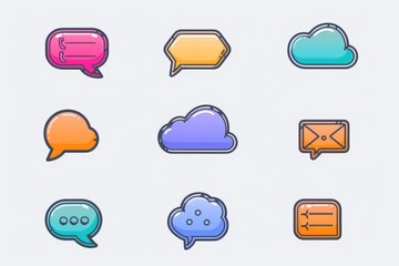 Aufkleber - Collection of colorful speech bubbles with varying text and shapes