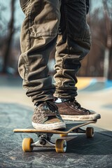 Wall Mural - A person riding a skateboard in an outdoor skate park