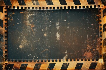 Wall Mural - A vintage-inspired film strip with worn edges and a distressed look