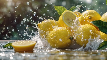 Poster - A photo of several lemons arranged on a table, providing a bright and citrusy decoration